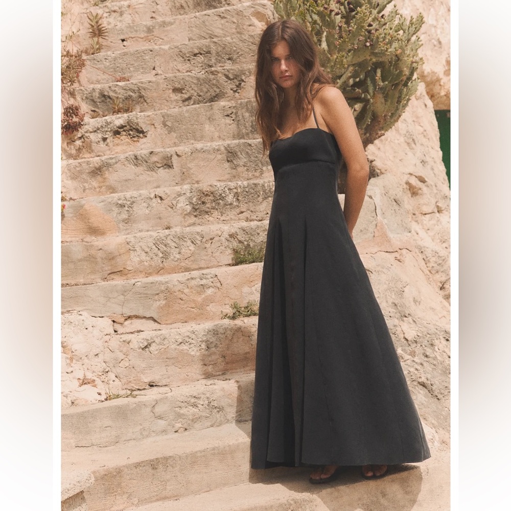 Zara Black Viscose flowy Maxi Dress Sz S